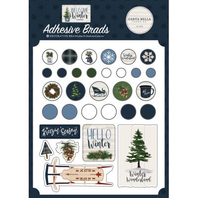 Carta Bella Welcome Winter Embellishments - Adhesive Brads